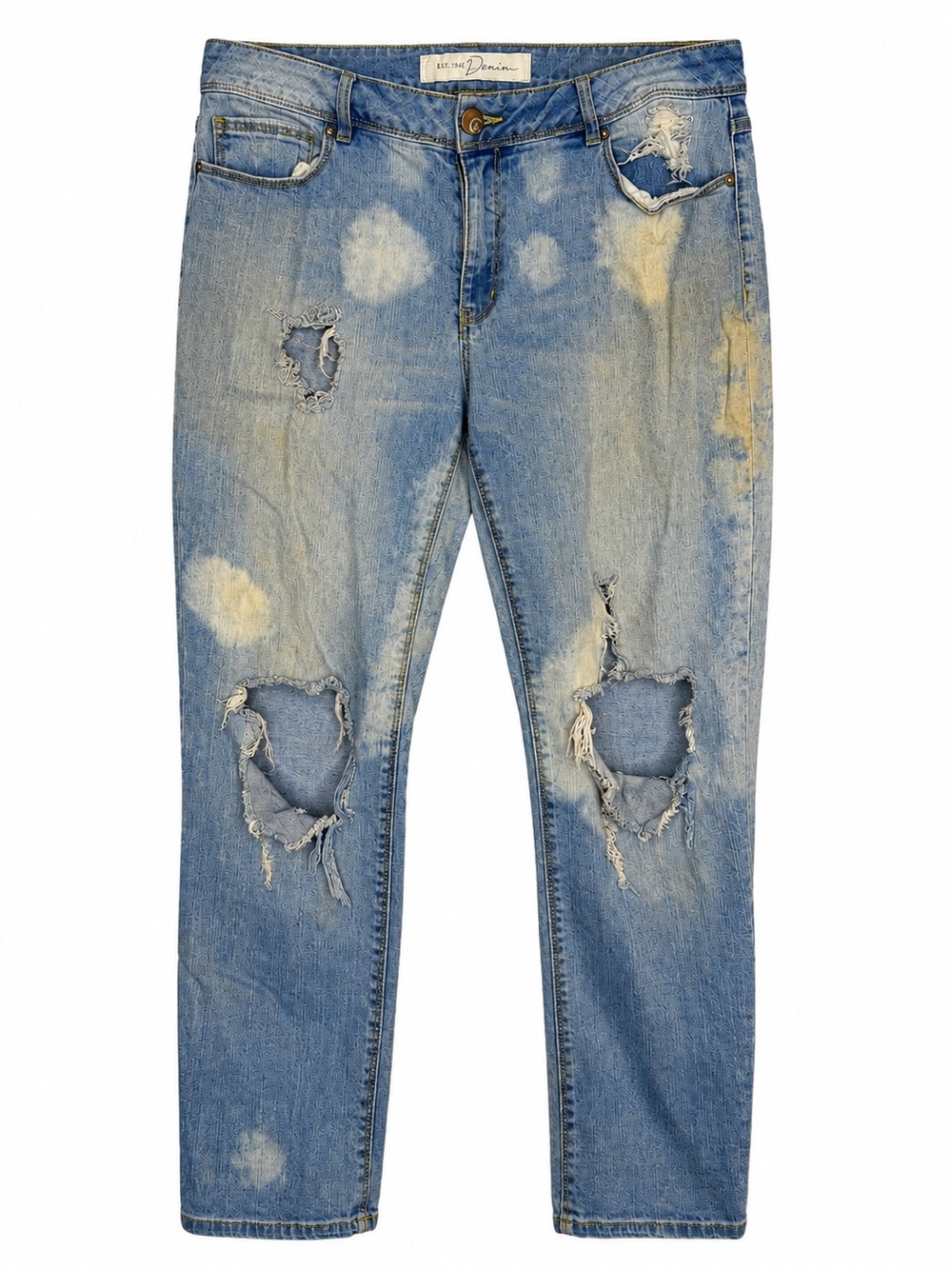 Denim 24/7 Size 14 Distressed Light Wash Skinny Jeans Ripped Bleach Wash